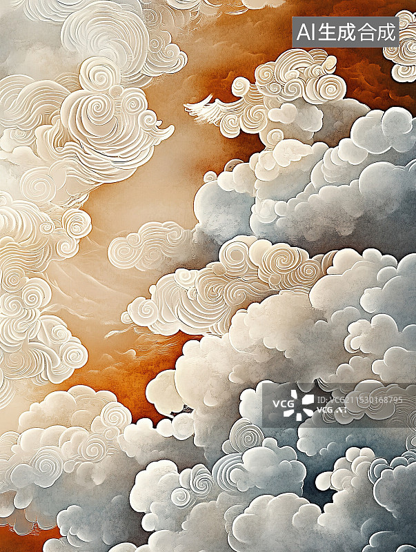 【AI数字艺术】敦煌云朵祥云纹理图片素材