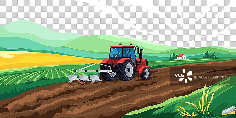 拖拉机田野风景农业工作耕作图片素材