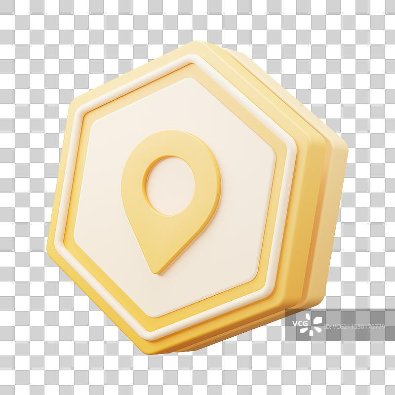 3D渲染的黄色六边形商务图标免扣素材图片素材