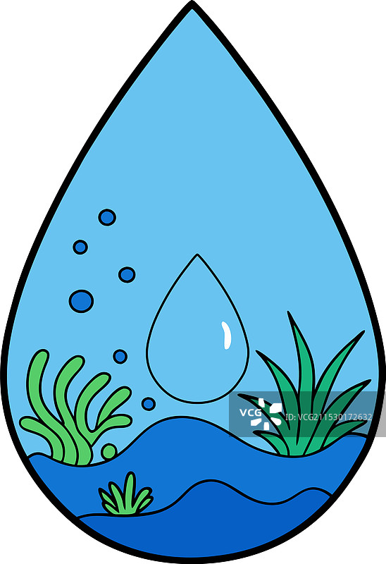 一个带植物的蓝色水族箱图片素材