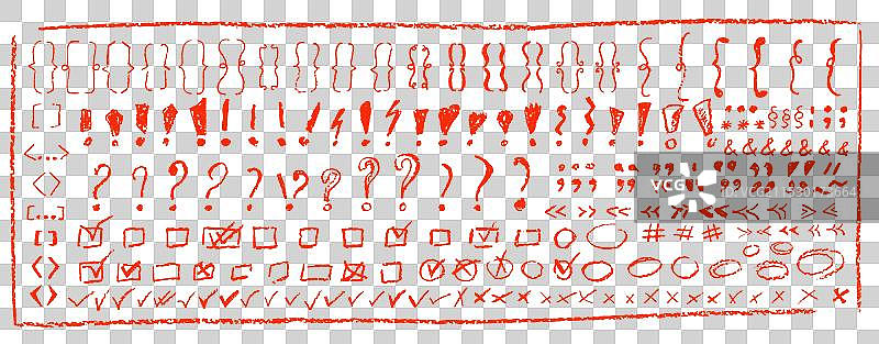 一组儿童手绘蜡笔文字符号图片素材