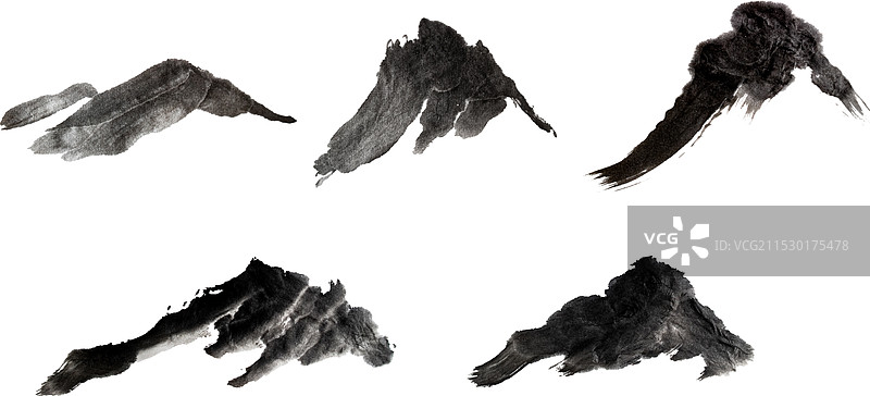 中国画中的黑色山脉笔触图片素材