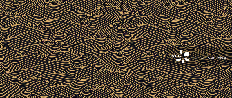 抽象风景与日本波浪图案图片素材