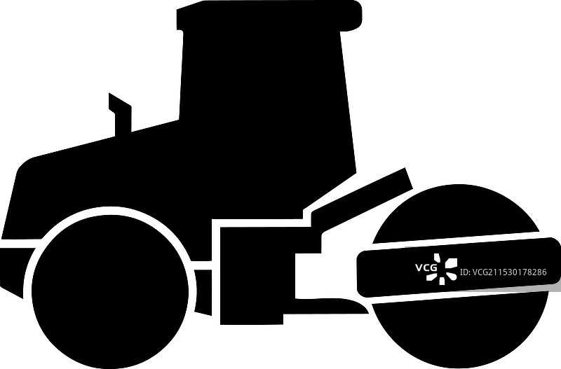 气动轮胎压路机的剪影图像图片素材