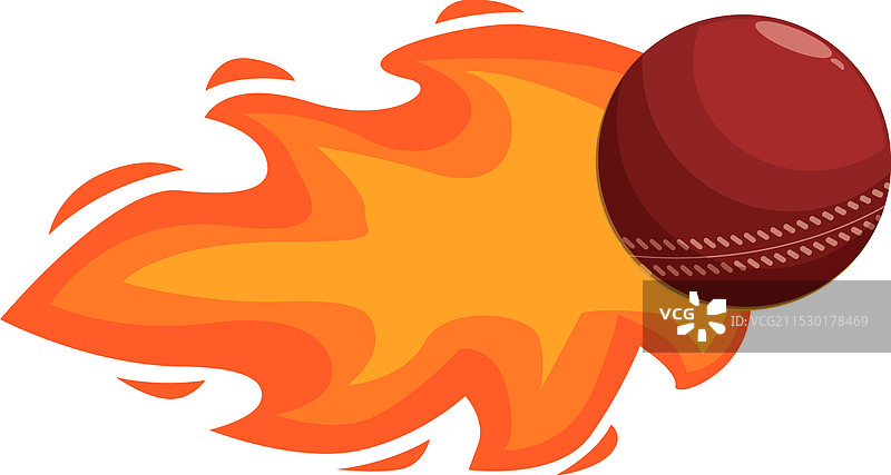 飞行中的板球，尾部带着火焰，背景为白色图片素材