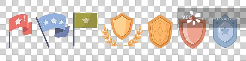 奖盾和带星星的横幅图片素材