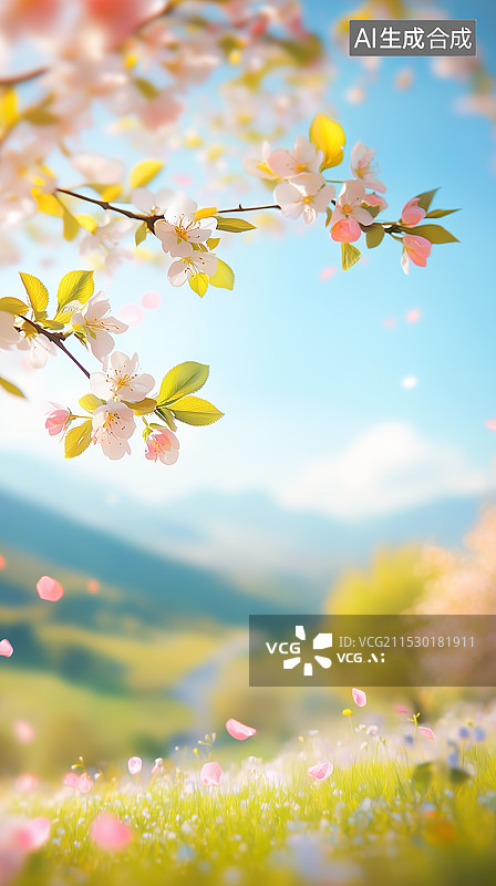 【AI数字艺术】春分时节盛开的樱花图片素材