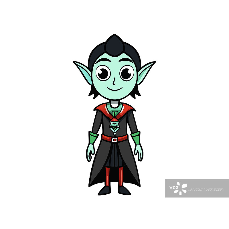 可怕的幻想哥特风精灵在黑色背景上图片素材