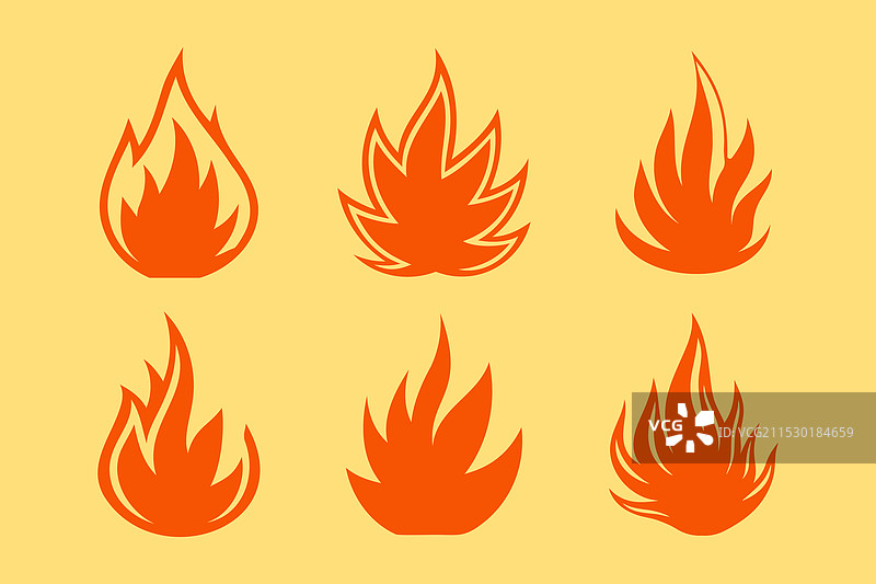 各种形状的火焰图标集合图片素材