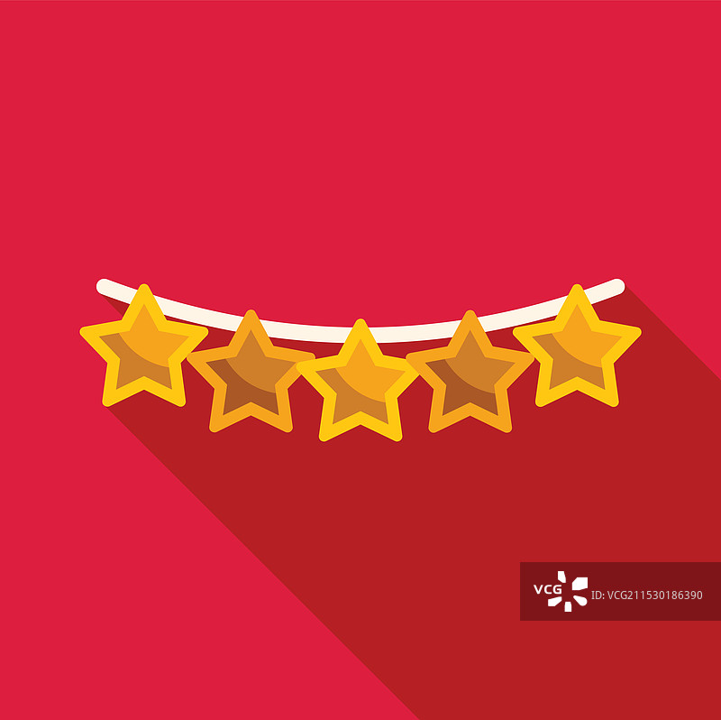 五颗金色星星悬挂在绳子上图片素材