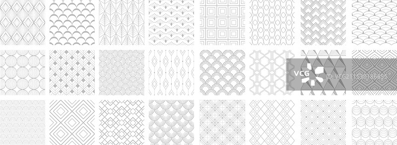 装饰艺术风格的无缝图案集合图片素材