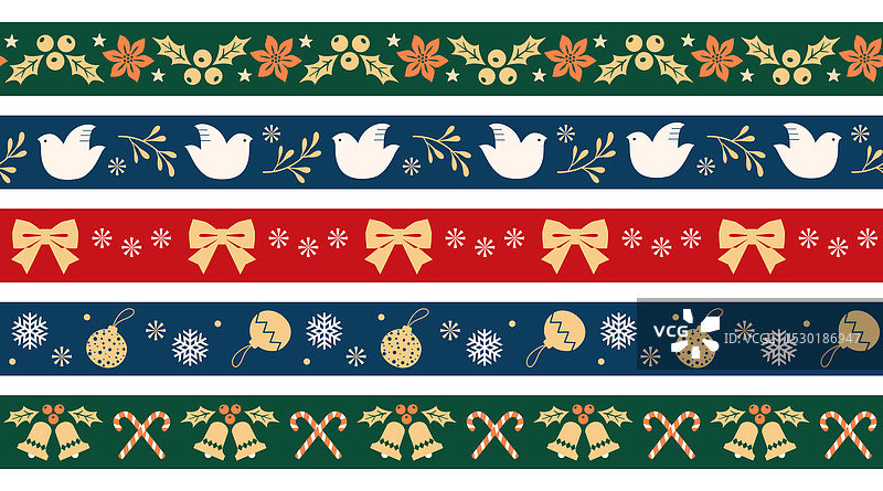 圣诞节五彩缤纷的窄边框图案图片素材