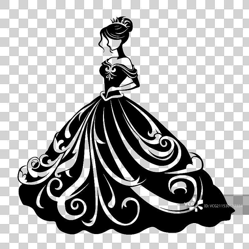优雅的公主演出礼服轮廓设计图片素材