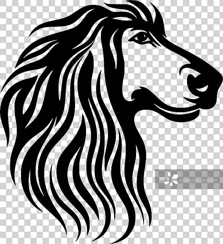 阿富汗猎犬 - 黑白孤立图标图片素材