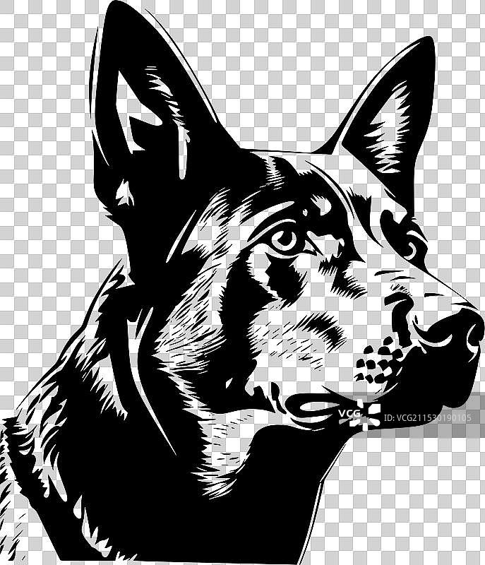 澳大利亚凯尔皮犬 - 黑白孤立图标图片素材