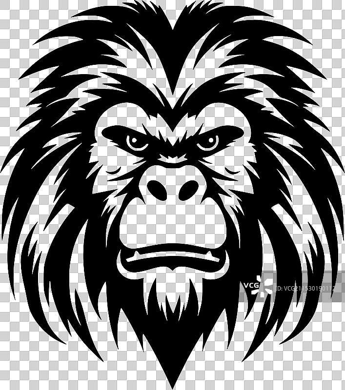 黑白色孤立的狒狒图标图片素材