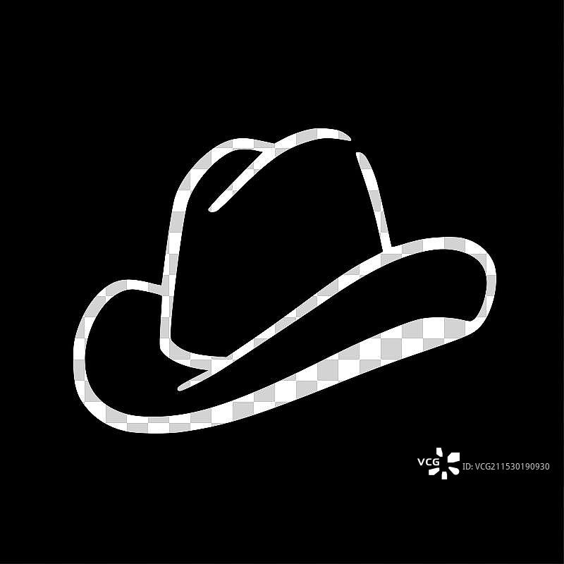 黑白色孤立的牛仔帽图标图片素材