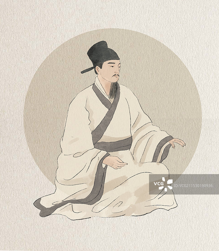 古代诗人文人名人水彩插画图片素材