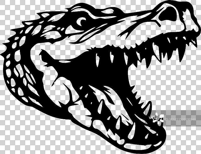 鳄鱼 - 极简和简单的轮廓图片素材