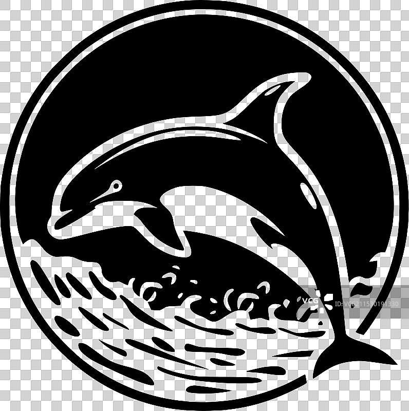 海豚 - 极简风格的平面logo图片素材