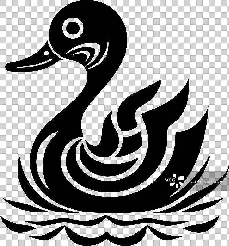 鸭子 - 极简风格的平面logo图片素材
