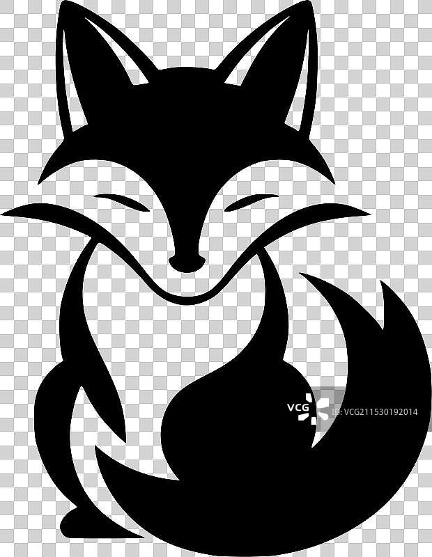 黑白孤立狐狸图标图片素材