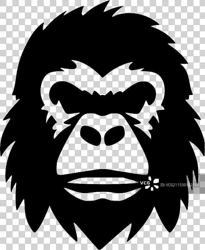 黑白孤立的猩猩图标图片素材