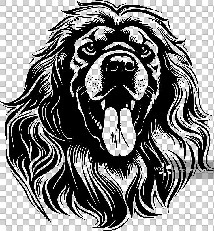 莱昂伯格犬 - 黑白孤立图标图片素材