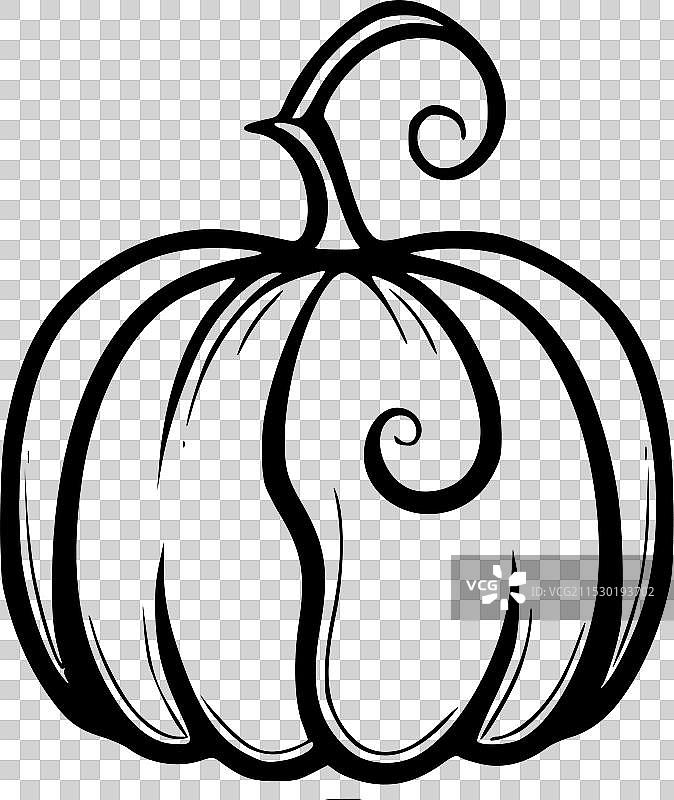 南瓜 - 黑白孤立图标图片素材