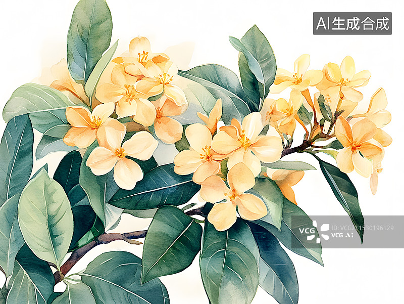 【AI数字艺术】线描水彩手绘风格常见花卉合集图片素材