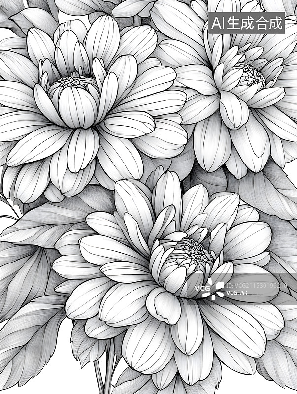 【AI数字艺术】线描水彩手绘风格常见花卉合集图片素材