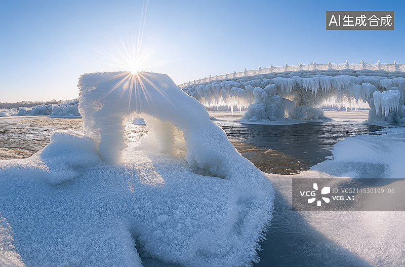 【AI数字艺术】冰河奇观图片素材