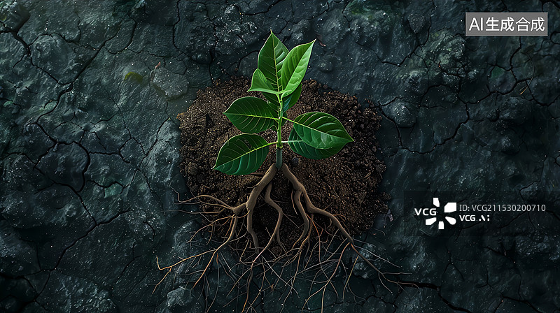 【AI数字艺术】绿色环保植物幼苗生长插图图片素材