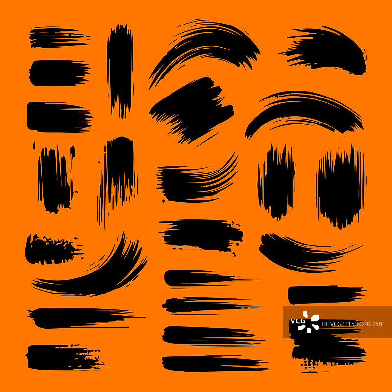 各种墨刷笔触轮廓的集合图片素材