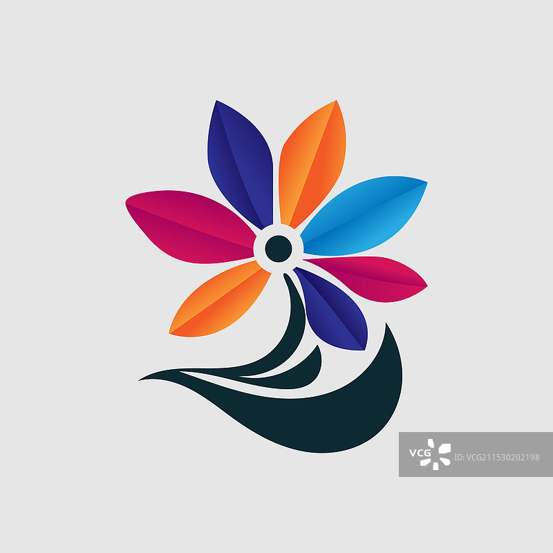 奢华渐变设计的花卉标志图片素材