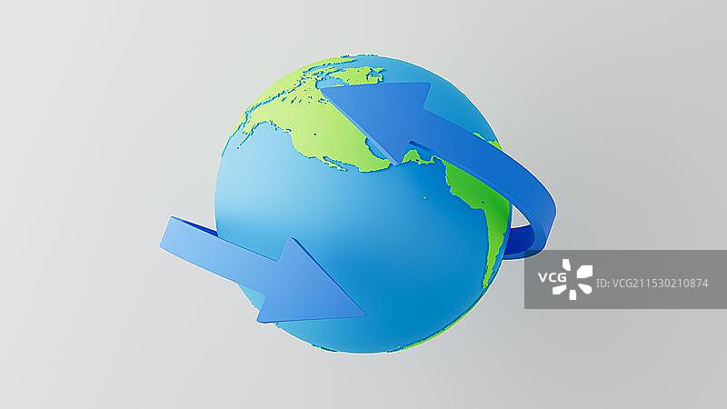 蓝色背景下蓝色地球仪的特写镜头图片素材