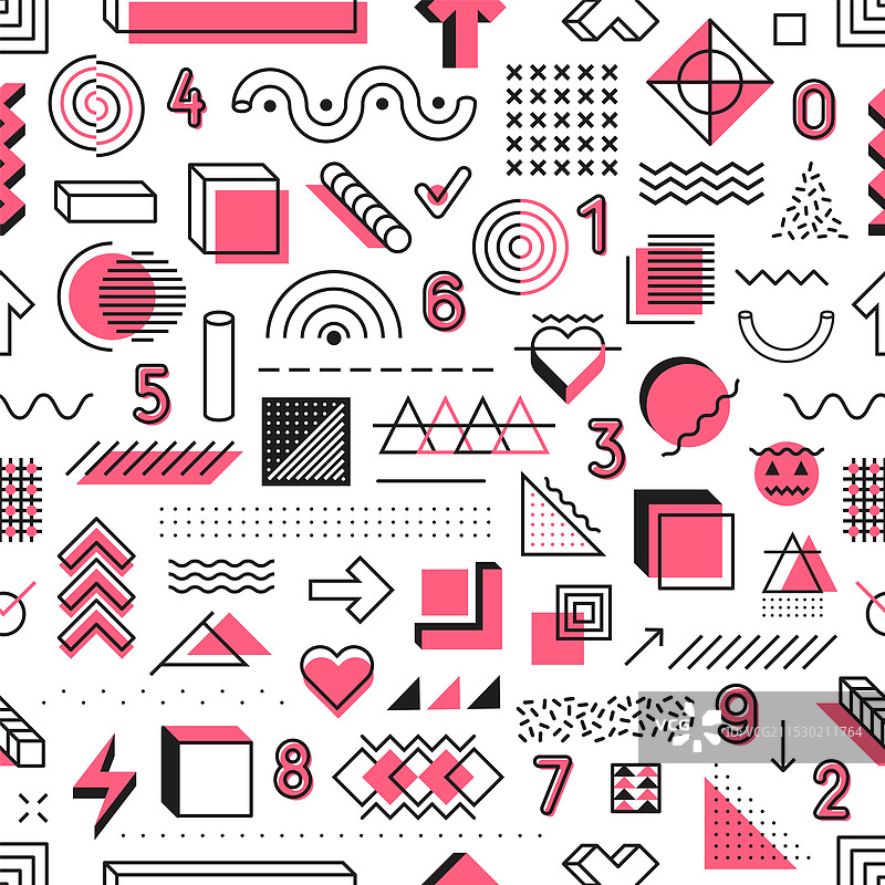 抽象的孟菲斯几何图形无缝图案图片素材