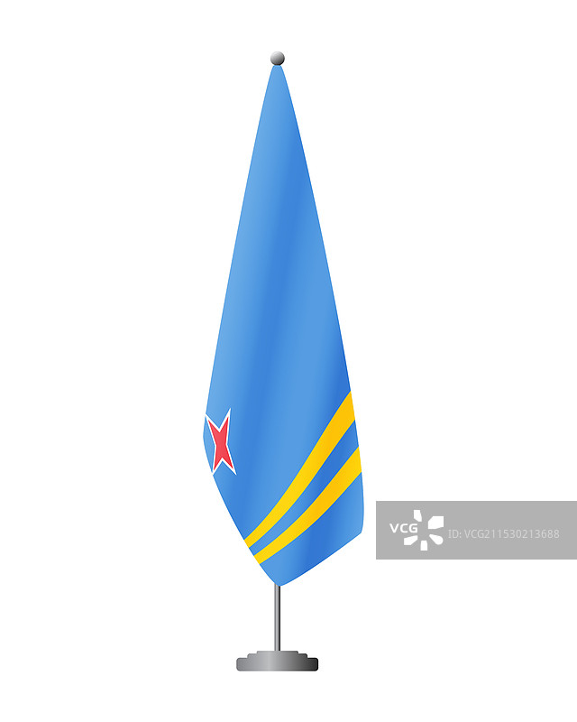 阿鲁巴国旗在旗杆上用于正式会议图片素材