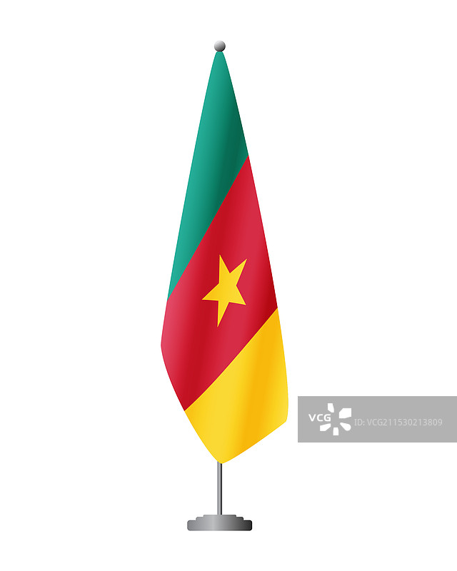喀麦隆国旗在旗杆上用于正式会议图片素材