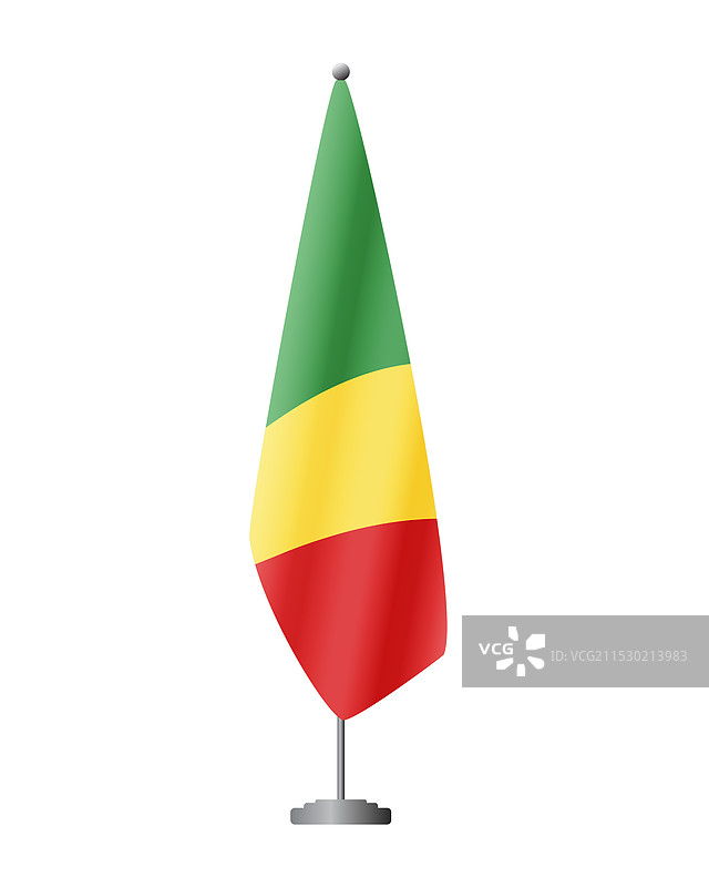 刚果（布）国旗在旗杆上用于官方场合图片素材