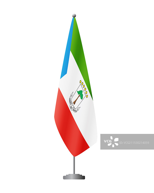 赤道几内亚国旗在旗杆上飘扬，代表官方场合图片素材