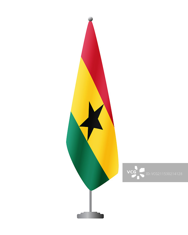 加纳国旗在旗杆上用于正式会议图片素材