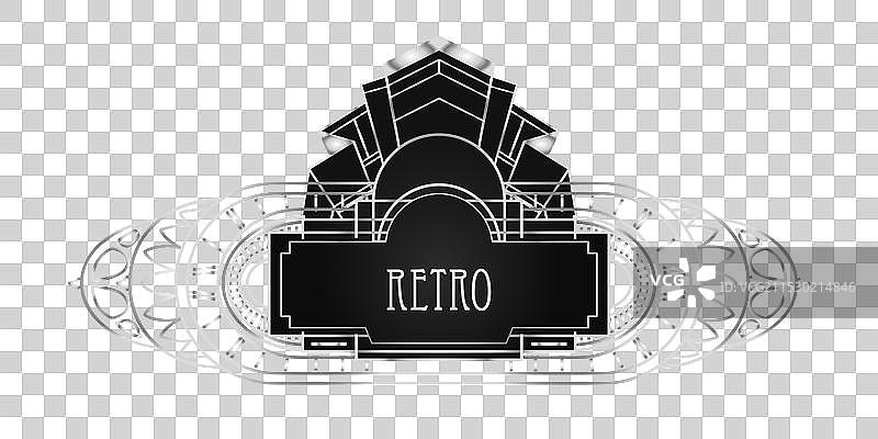 黑色背景上的装饰艺术复古银色设计元素图片素材