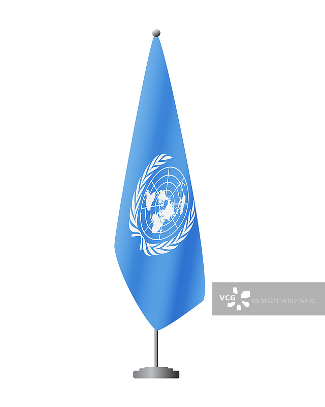 联合国旗帜在旗杆上用于官方场合图片素材