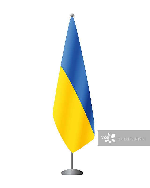 乌克兰国旗在旗杆上用于正式会议图片素材