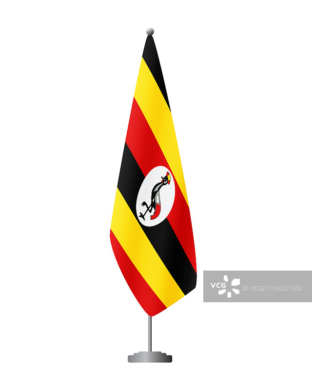乌干达国旗在旗杆上用于正式会议图片素材