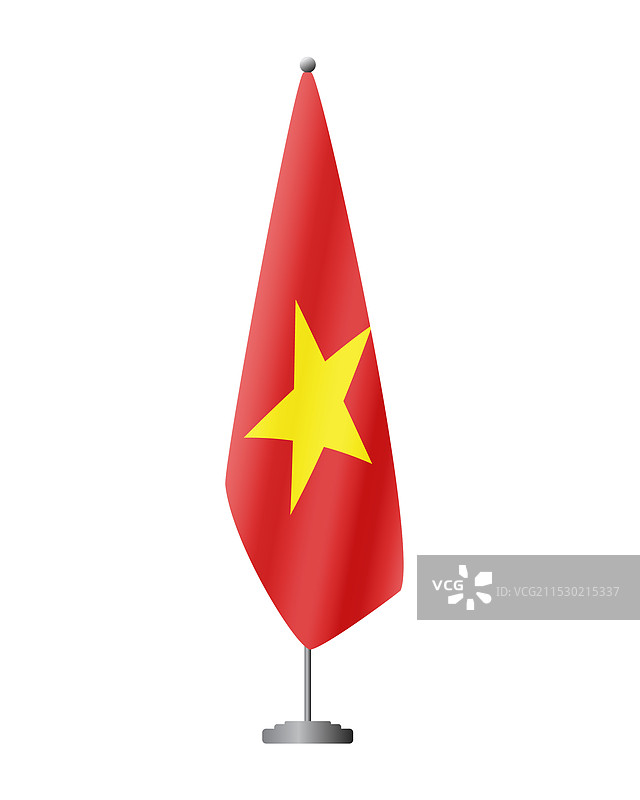 越南国旗在旗杆上用于正式会议图片素材
