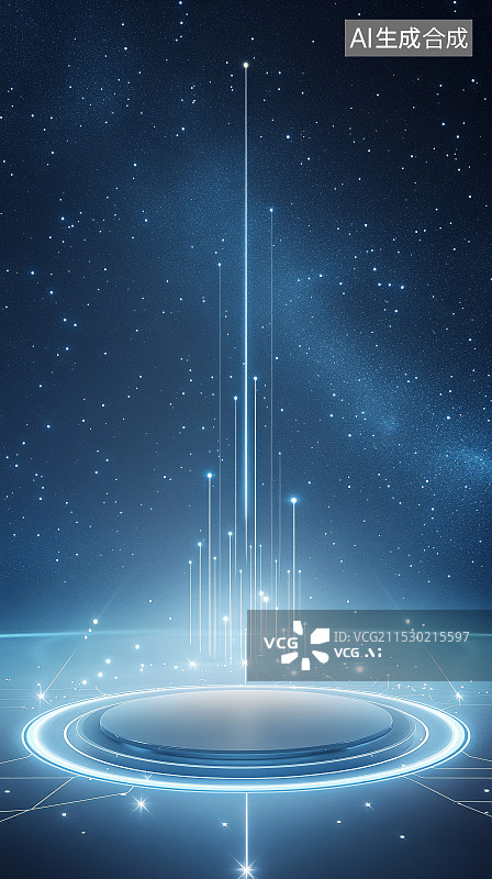 【AI数字艺术】3D科技概念产品展示台背景图片素材