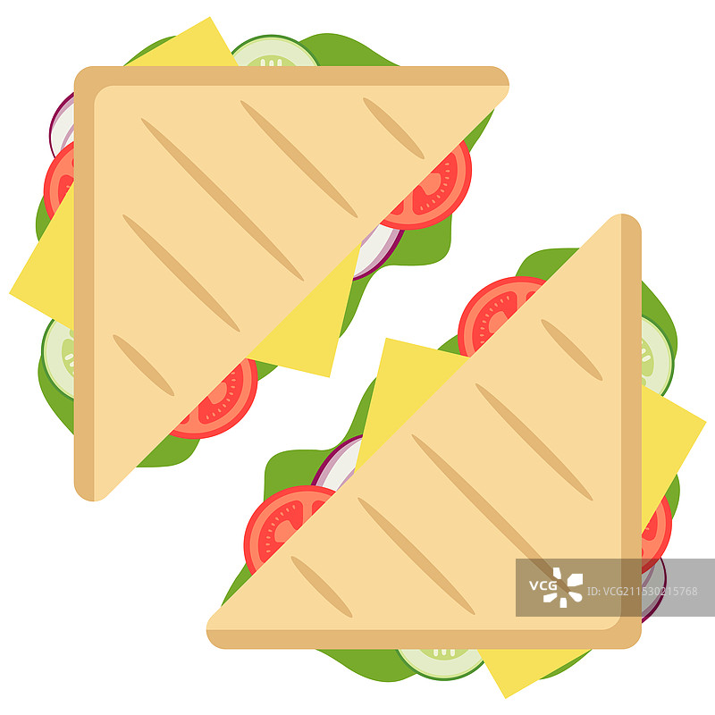 沉醉于美味的烤三明治制作过程图片素材