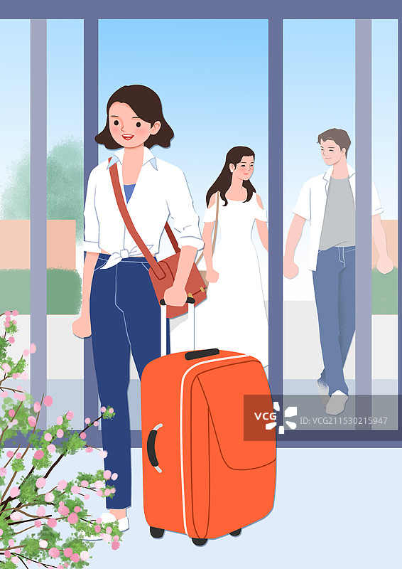 酒店机场车站大厅旅游的人图片素材